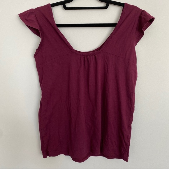 Gap Burgundy Flutter Cap Sleeve Top - Picture 3 of 3